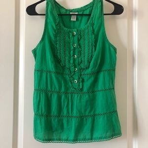 Anthropologie Green Eyelet Tank